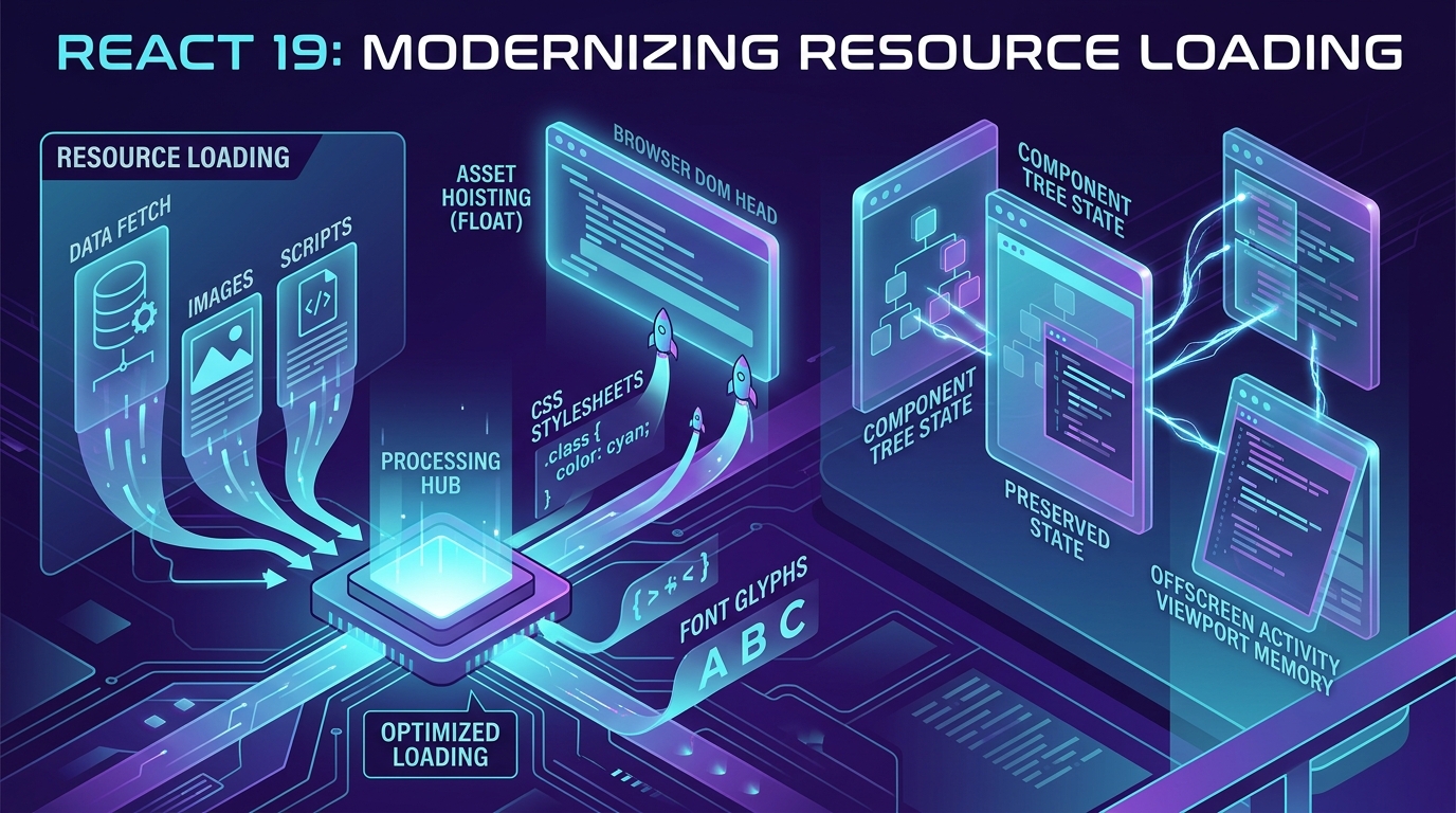 React 19 Resource Loading & Activity: Virtual Memory for Component Trees and Native Asset Hoisting Cover